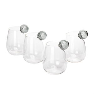 Pemberly Row Transitional Glass Water Glasses in Clear (Set of 4)