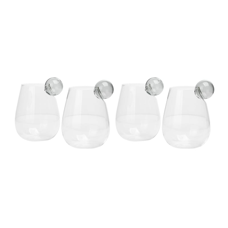 Pemberly Row Transitional Glass Water Glasses in Clear (Set of 4)