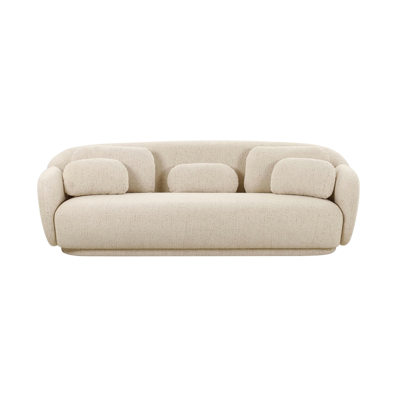 Pemberly Row Handmade Misty Cream Boucle Sofa - 90