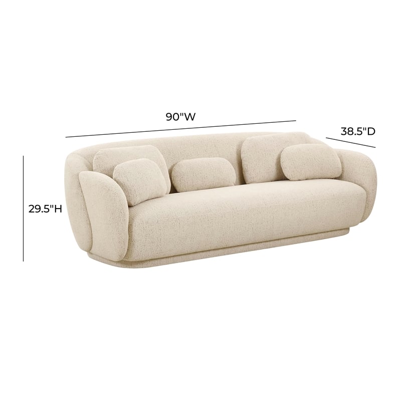 Pemberly Row Handmade Misty Cream Boucle Sofa - 90
