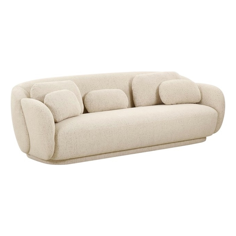 Pemberly Row Handmade Misty Cream Boucle Sofa - 90