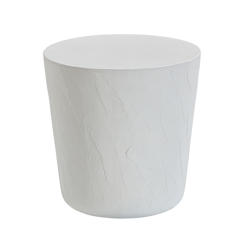 Pemberly Row Light Grey Faux Plaster Indoor / Outdoor Concrete Stool