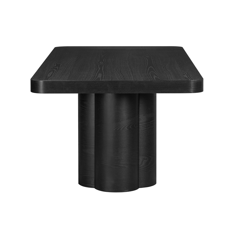 Pemberly Row Contemporary Black Finish Ash Dining Table - 90