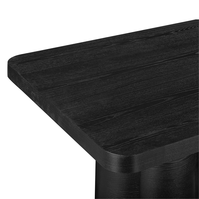 Pemberly Row Contemporary Black Finish Ash Dining Table - 90