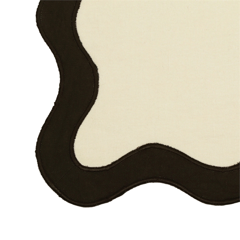 Pemberly Row Contemporary Cream & Black Wavy Fabric Challah Cover