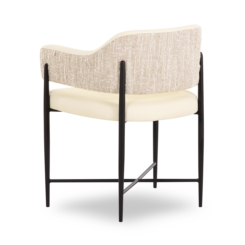 Pemberly Row Contemporary Cream Vegan Leather 2-Tone Dining Chair