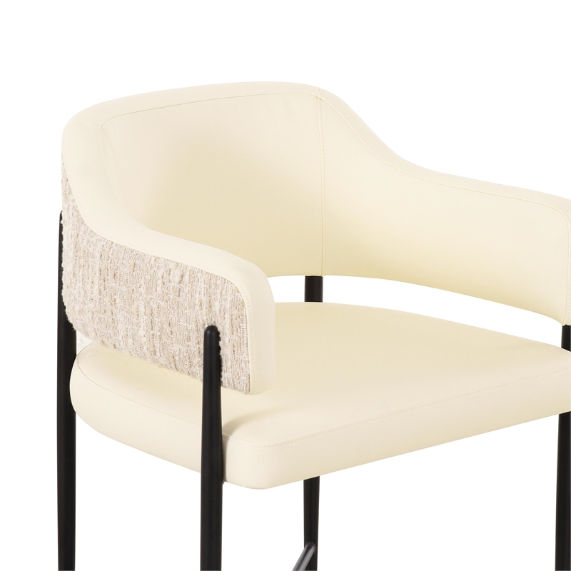 Pemberly Row Contemporary Cream Vegan Leather 2-Tone Dining Chair