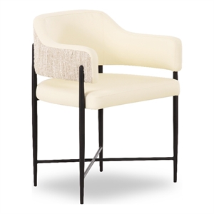 Pemberly Row Contemporary Cream Vegan Leather 2-Tone Dining Chair