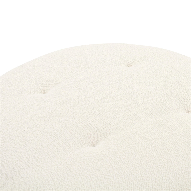 Pemberly Row Handmade Transitional Cream Boucle Swivel Ottoman
