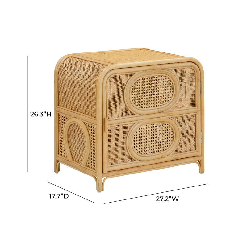 Pemberly Row Modern / Contemporary Natural Rattan Nightstand