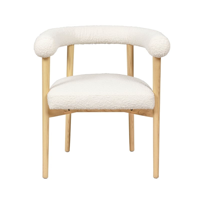 Pemberly Row Handmade Transitional Cream Boucle Dining Chair