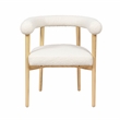 Pemberly Row Handmade Transitional Cream Boucle Dining Chair
