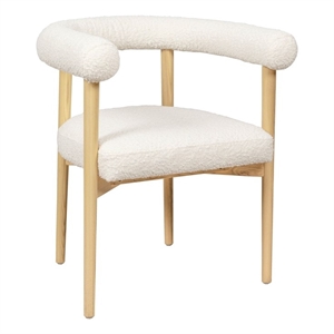 Pemberly Row Handmade Transitional Cream Boucle Dining Chair