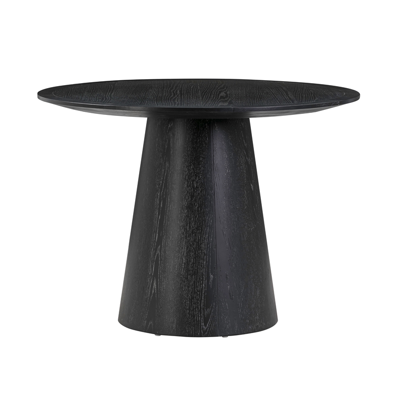 Pemberly Row Handmade Transitional Black Oak Round Dining Table