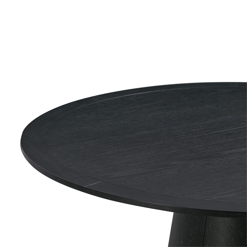 Pemberly Row Handmade Transitional Black Oak Round Dining Table