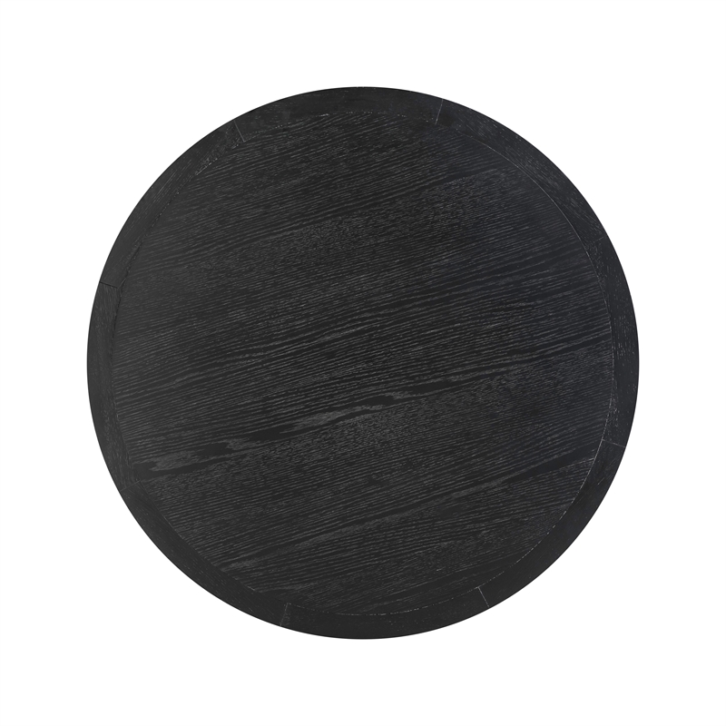 Pemberly Row Handmade Transitional Black Oak Round Dining Table