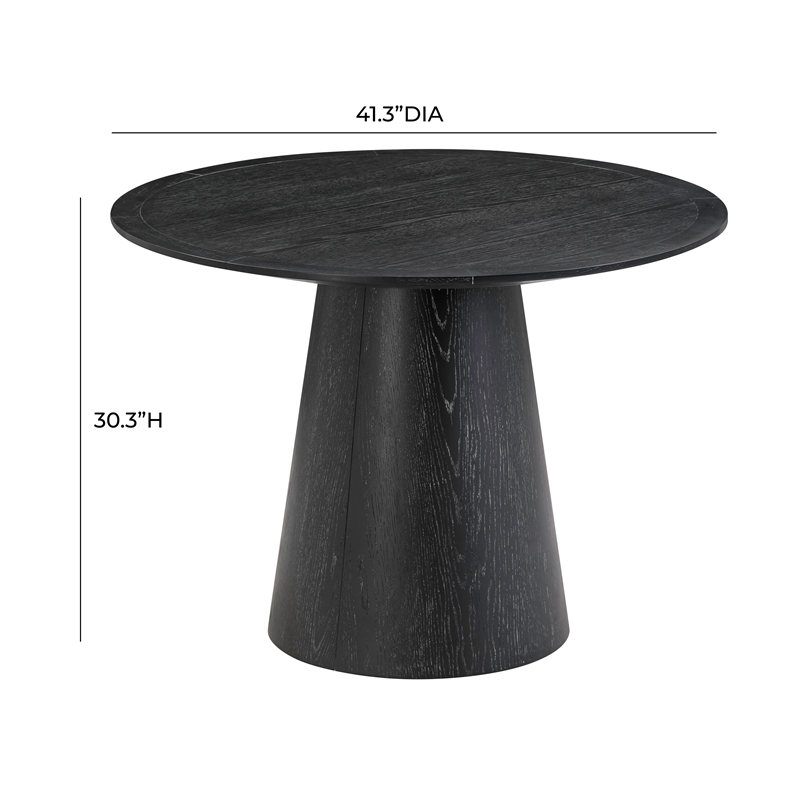Pemberly Row Handmade Transitional Black Oak Round Dining Table