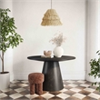 Pemberly Row Handmade Transitional Black Oak Round Dining Table