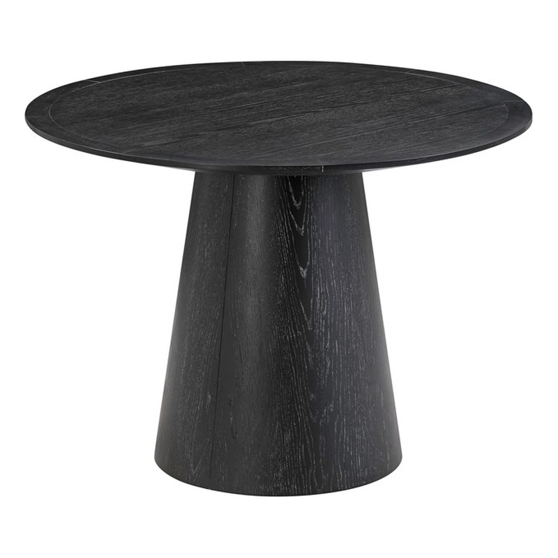 Pemberly Row Handmade Transitional Black Oak Round Dining Table