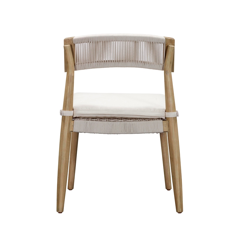 Pemberly Row Transitional Cream Outdoor Dining Chair - Set of 2
