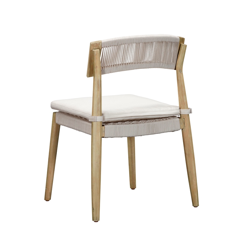 Pemberly Row Transitional Cream Outdoor Dining Chair - Set of 2
