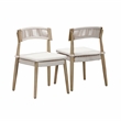 Pemberly Row Transitional Cream Outdoor Dining Chair - Set of 2