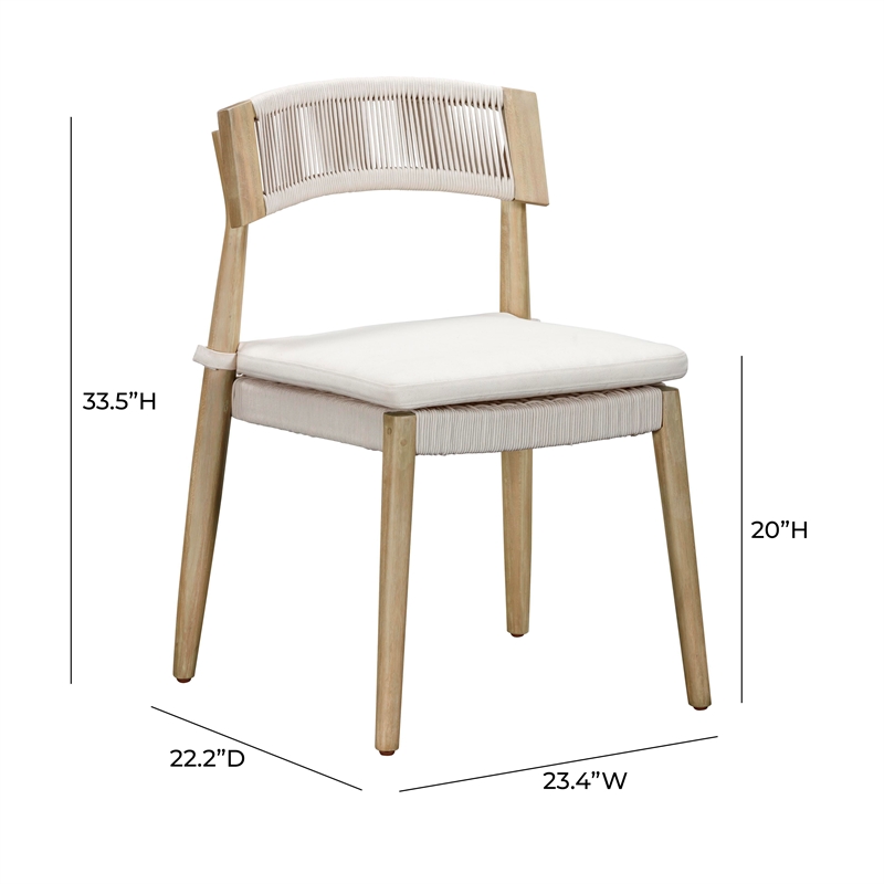 Pemberly Row Transitional Cream Outdoor Dining Chair - Set of 2