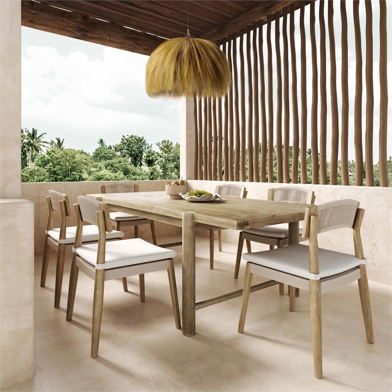 Pemberly Row Transitional Cream Outdoor Dining Chair - Set of 2