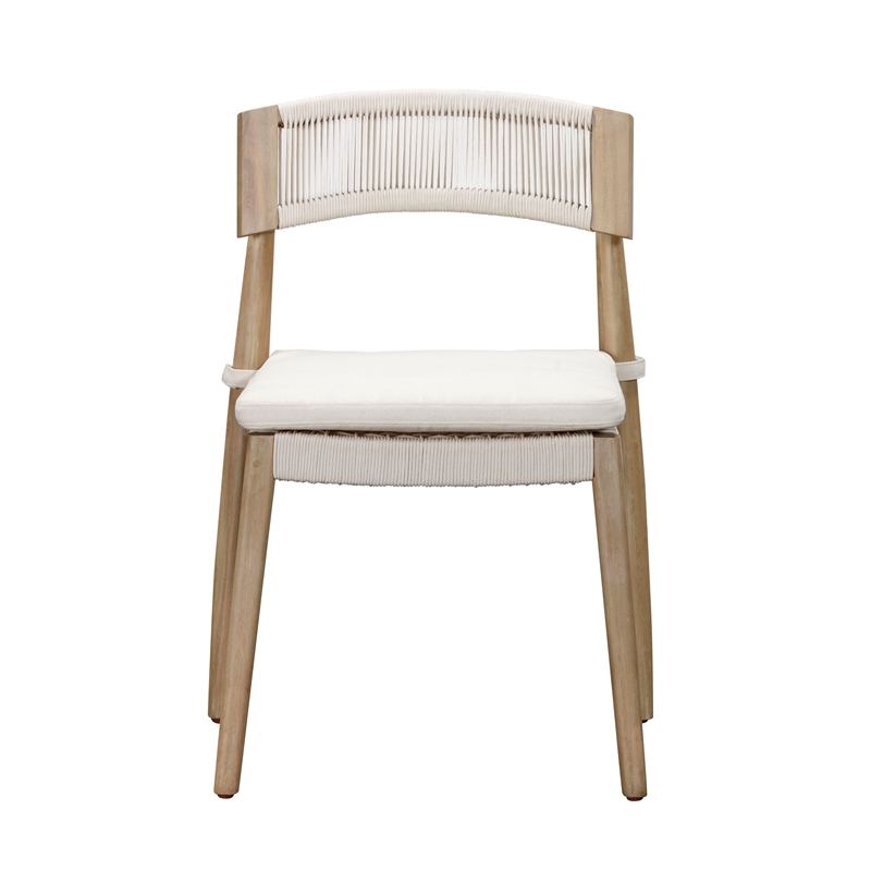 Pemberly Row Transitional Cream Outdoor Dining Chair - Set of 2