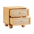 Pemberly Row Contemporary Natural Wood & Rattan Wavy Nightstand