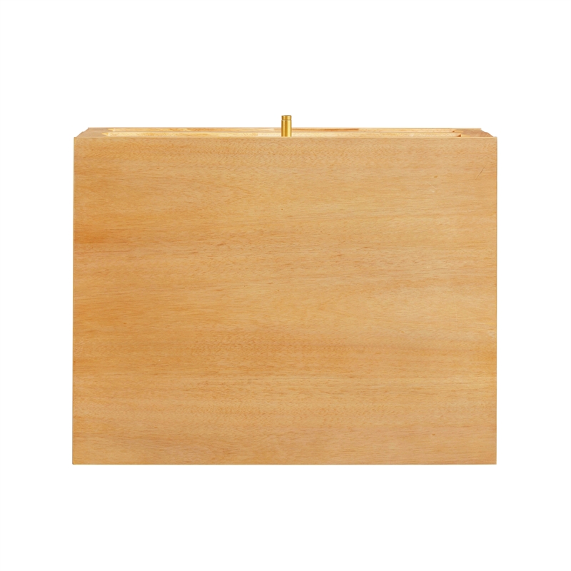 Pemberly Row Contemporary Natural Wood & Rattan Wavy Nightstand