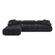 Pemberly Row Black Vegan Shearling 4-piece Modular Sectional
