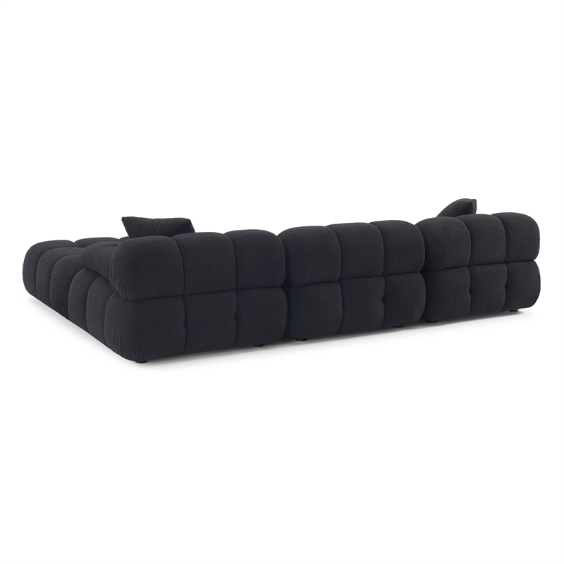 Pemberly Row Black Vegan Shearling 4-piece Modular Sectional