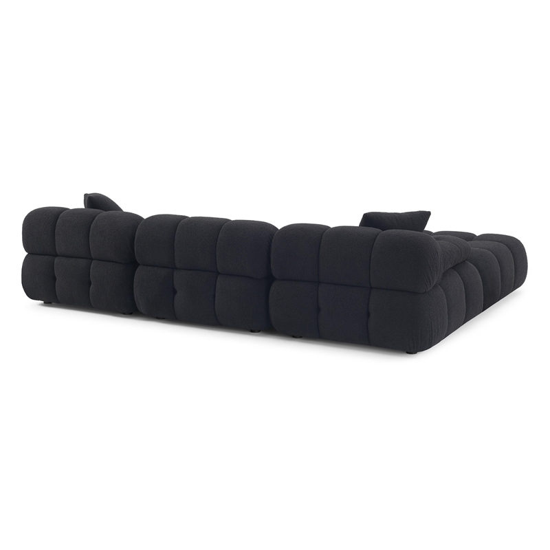 Pemberly Row Black Vegan Shearling 4-piece Modular Sectional