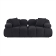 Pemberly Row Contemporary Black Vegan Shearling Modular Loveseat