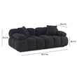 Pemberly Row Contemporary Black Vegan Shearling Modular Loveseat