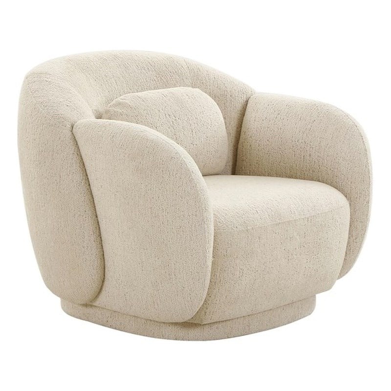 Pemberly Row Handmade Transitional Misty Cream Boucle Accent Chair