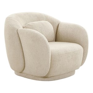 Pemberly Row Handmade Transitional Misty Cream Boucle Accent Chair