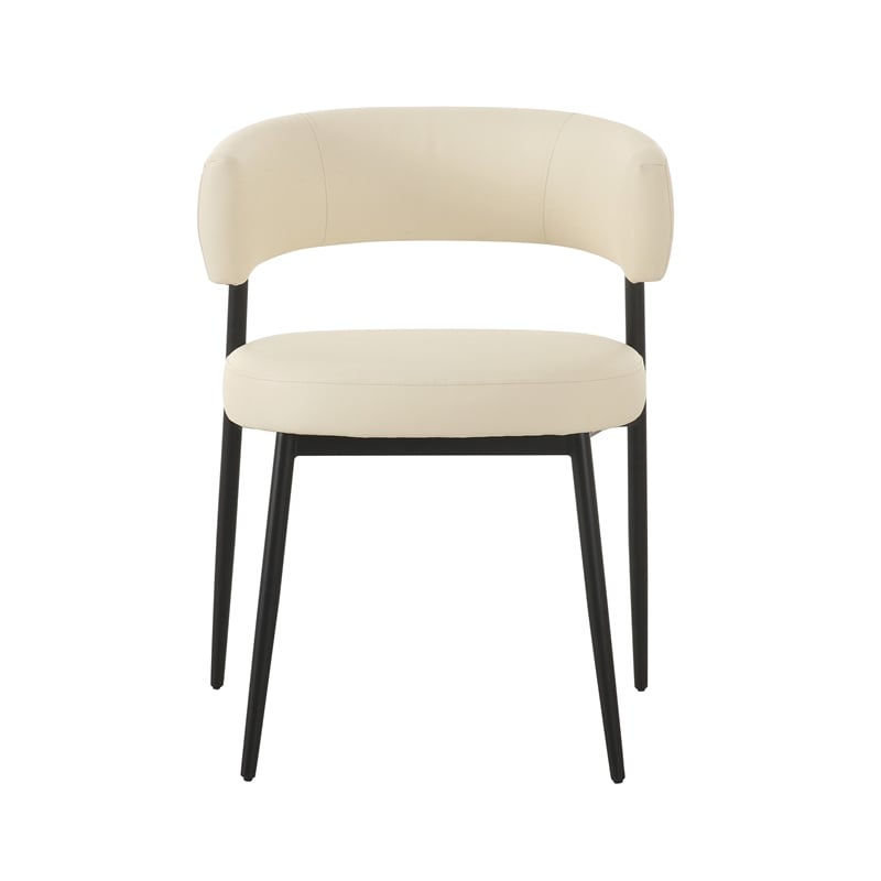 Pemberly Row Handmade Contemporary Cream Vegan Leather Dining Chair