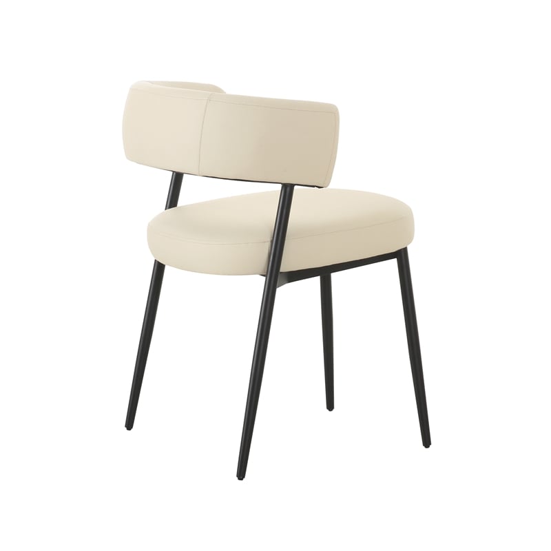 Pemberly Row Handmade Contemporary Cream Vegan Leather Dining Chair