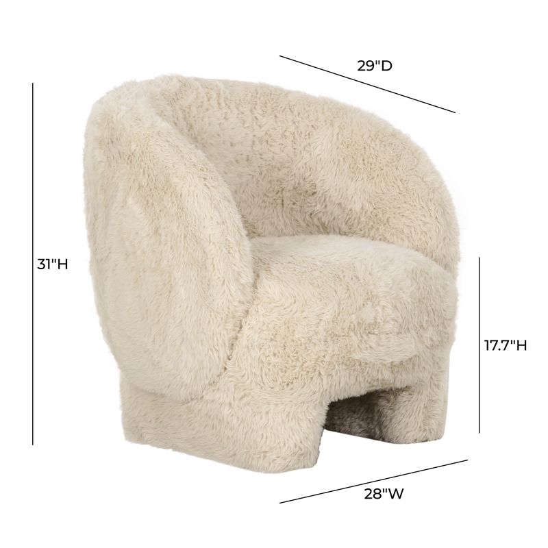Pemberly Row Transitional Natural Vegan Shearling Accent Chair