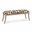 Pemberly Row Contemporary Olive & White Embroidered Cotton Bench