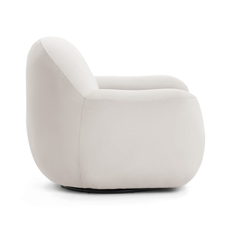 Pemberly Row Contemporary Cream Velvet Swivel Chair - 36