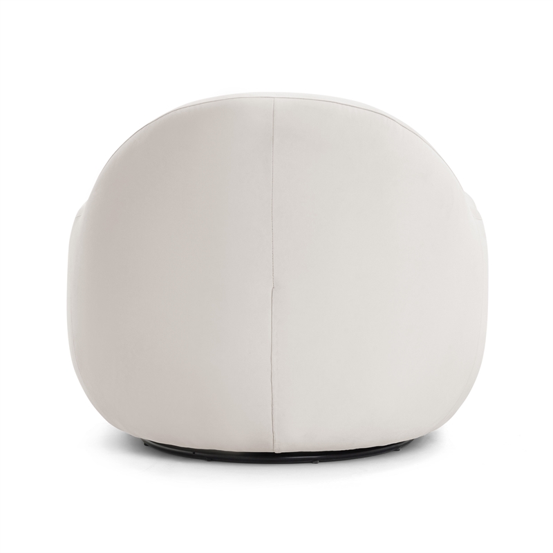 Pemberly Row Contemporary Cream Velvet Swivel Chair - 36