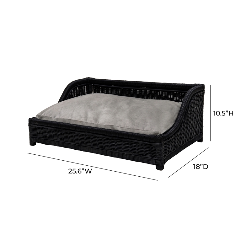 Pemberly Row Modern / Contemporary Black Finish Rattan Small Pet Bed