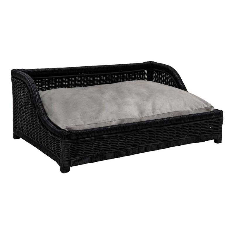 Pemberly Row Modern / Contemporary Black Finish Rattan Small Pet Bed