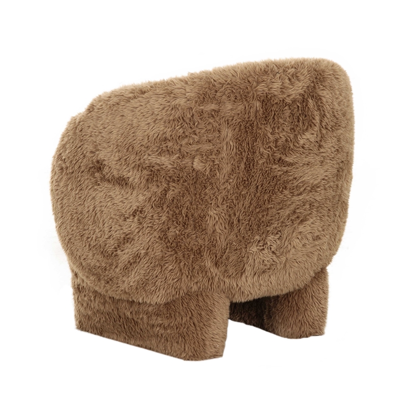 Pemberly Row Transitional Dark Taupe Vegan Shearling Accent Chair