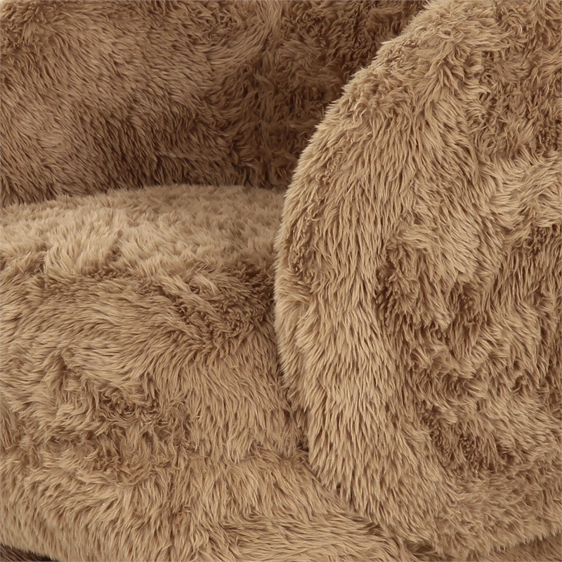 Pemberly Row Transitional Dark Taupe Vegan Shearling Accent Chair