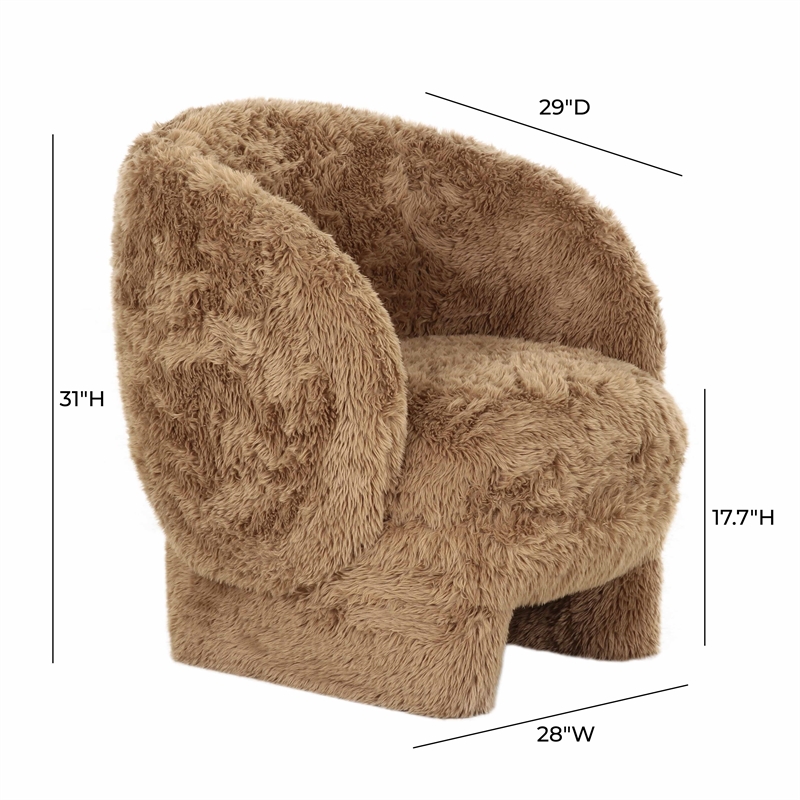Pemberly Row Transitional Dark Taupe Vegan Shearling Accent Chair