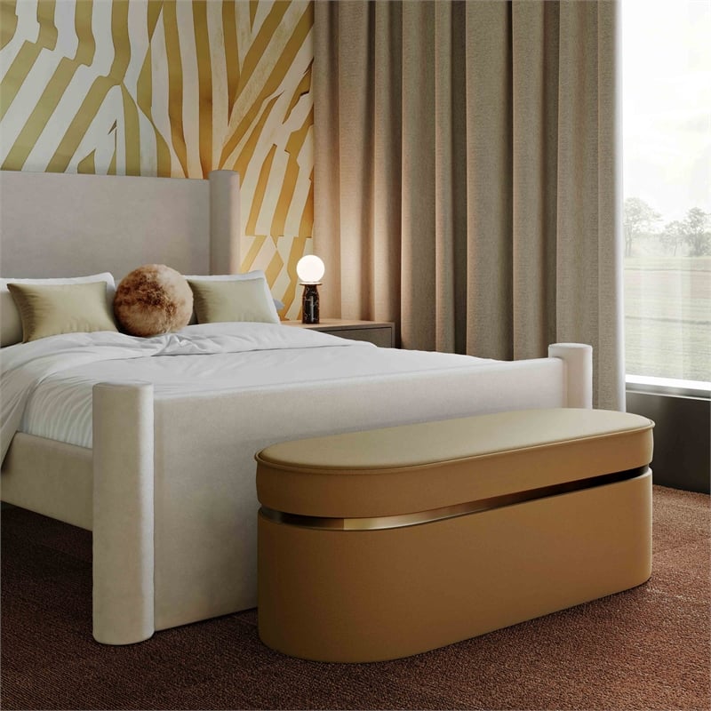 Pemberly Row Handmade Modern / Contemporary Honey Velvet Bench